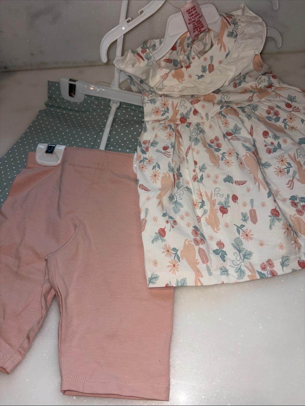Savannah Floral Ruffle Top with Peach and Mint Leggings Set